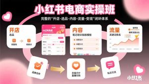 小红书电商实操班:完整的"开店-选品-内容-流量-变现"闭环体系-KJ分享