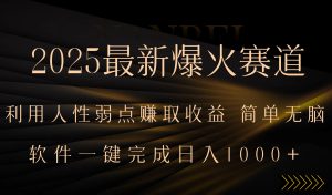 2025最新爆火赛道,利用人生弱点赚取收益,全程一键批量制作,小白轻松…-KJ分享
