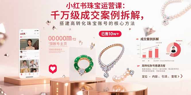 小红书珠宝运营课：千万级成交案例拆解，搭建高转化珠宝账号的核心方法-KJ分享