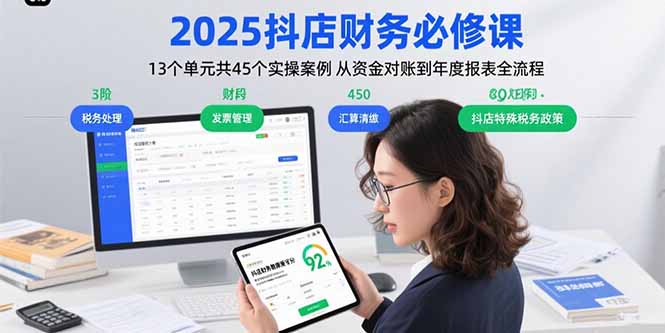 2025抖店财务必修课：13个单元共45个实操案例 从资金对账到年度报表全流程-KJ分享