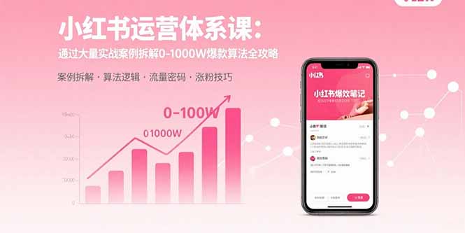 小红书运营体系课：通过大量实战案例拆解0-1000W爆款算法全攻略-KJ分享