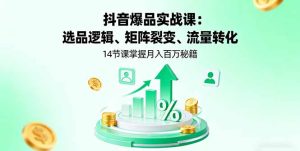 抖音爆品实战课:选品逻辑、矩阵裂变、流量转化,14节课掌握月入百万秘籍-KJ分享