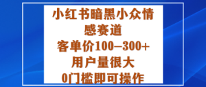 小红书暗黑小众情感赛道，客单价100-300+用户量很大，0门槛即可操作-KJ分享