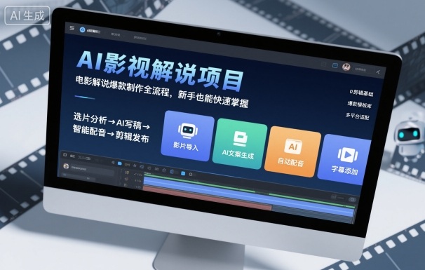 AI影视解说项目，电影解说爆款制作全流程，新手也能快速掌握-KJ分享