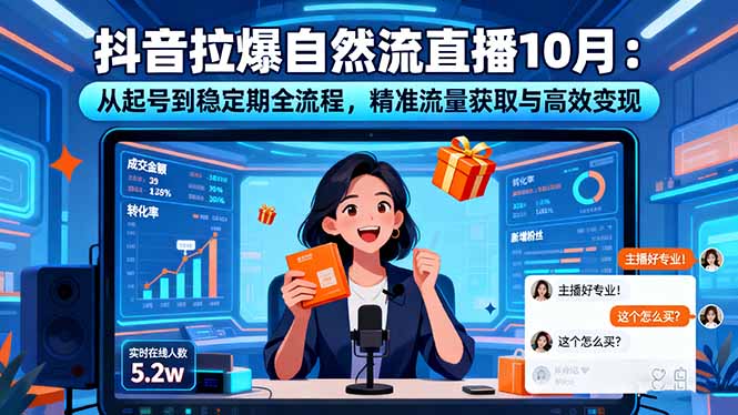 抖音拉爆自然流直播10月：从起号到稳定期全流程，精准流量获取与高效变现-KJ分享