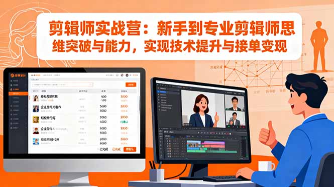 剪辑师实战营：新手到专业剪辑师思维突破与能力，实现技术提升与接单变现-KJ分享