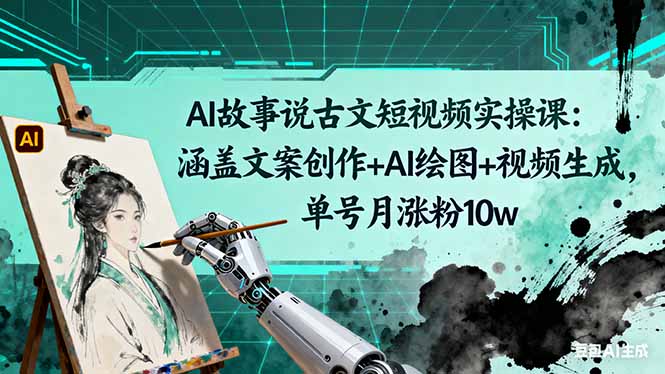 AI故事说古文短视频实操课：涵盖文案创作+AI绘图+视频生成，单号月涨粉10w-KJ分享