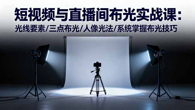 短视频与直播间布光实战课：光线要素/三点布光/人像光法/系统掌握布光技巧-KJ分享