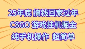 25年底搞钱回家过年,CSGO游戏挂G掘金,纯手机操作超简单-KJ分享