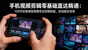 手机视频剪辑零基础直达精通:100节实操课程掌握专业剪辑技能,实现稳…-KJ分享