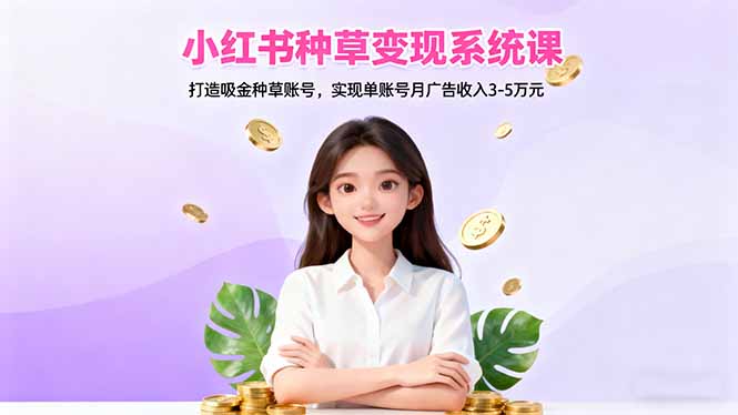 小红书种草变现系统课：打造吸金种草账号，实现单账号月广告收入3-5万元-KJ分享