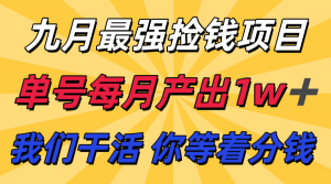 九月最强捡钱项目! 支付宝分成代运营,我们干活,你分钱!单号月产1w+-KJ分享