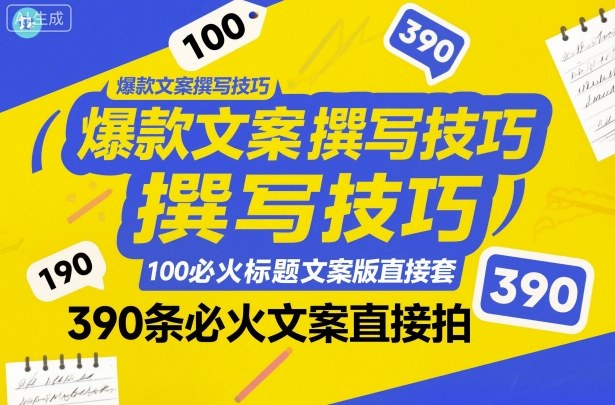 爆款文案撰写技巧，100个必火标题文案模版直接套，390条必火文案直接拍-KJ分享