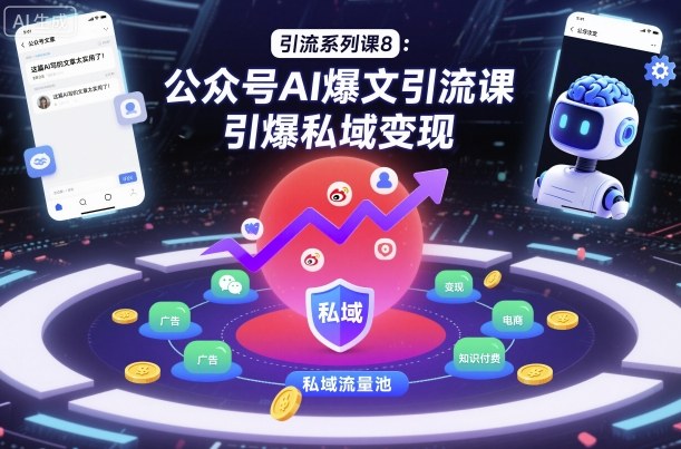 引流系列课8：公众号AI爆文引流课，引爆私域变现-KJ分享