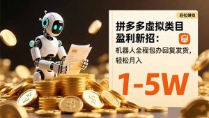 拼多多虚拟类目盈利新招：机器人全程包办回复发货，轻松月入 1-5W-KJ分享