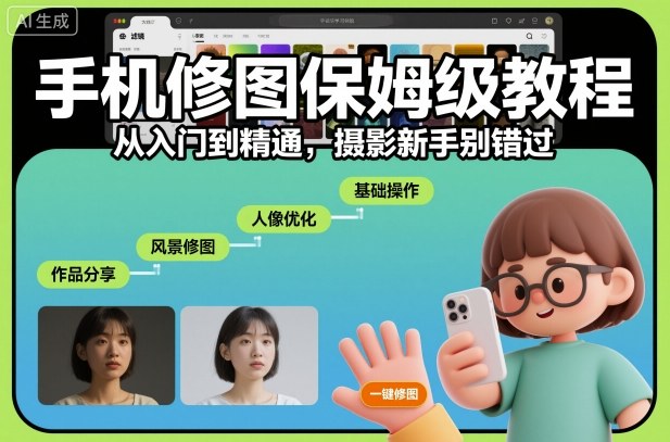 手机修图保姆级教程,从入门到精通,摄影新手别错过-KJ分享