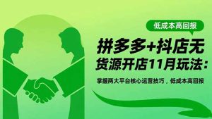 拼多多+抖店无货源开店11月玩法:掌握两大平台核心运营技巧,低成本高回报-KJ分享