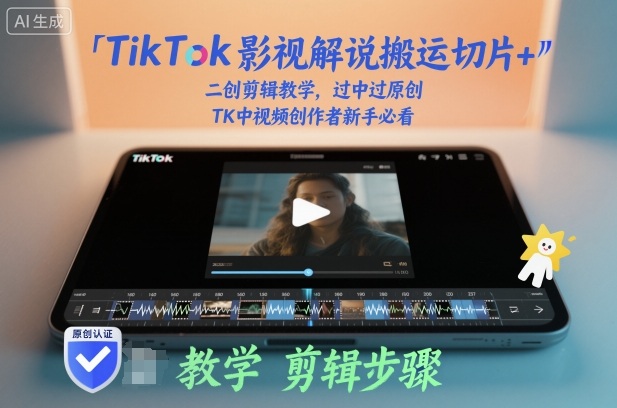 TikTok影视解说搬运切片+二创剪辑教学,过中过原创,TK中视频创作者新手必看-KJ分享