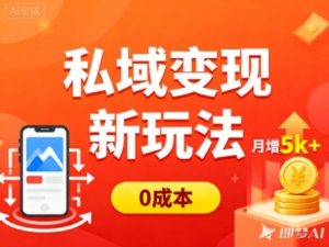 私域变现新玩法，0成本，多端引流，普通人月增收5k+-KJ分享