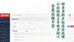 拼多多新手起店实战课:小白快速上手拼多多运营,避开踩坑,全是实操干货-KJ分享