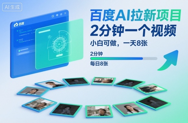 百度AI拉新项目,2分钟一个视频,小白可做,一天8张【附案例+保姆级教程】-KJ分享