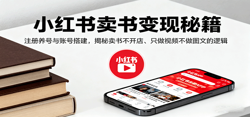 小红书卖书变现秘籍，注册养号与账号搭建，揭秘卖书不开店、只做视频不做图文的逻辑-KJ分享