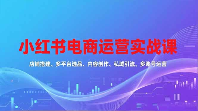 小红书电商运营实战课，店铺搭建、多平台选品、内容创作、私域引流、多账号运营等玩法-KJ分享