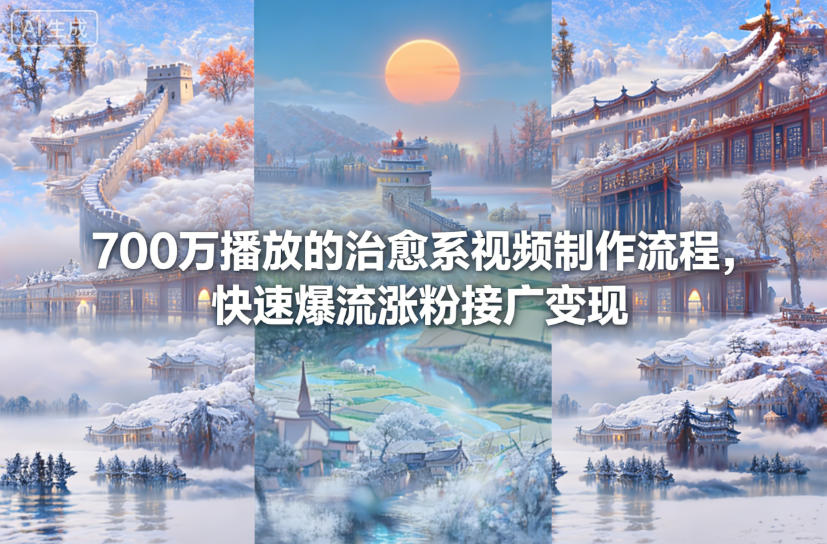 700万播放的治愈系视频制作流程，快速爆流涨粉接广变现-KJ分享