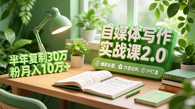自媒体写作实战课2.0，爆款标题、内容结构、IP打造，半年复制30万粉月入10万+-KJ分享