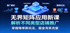 无界矩阵应用新课,解析不同类型店铺推广,掌握爆单新玩法,掘金淘系流量-KJ分享