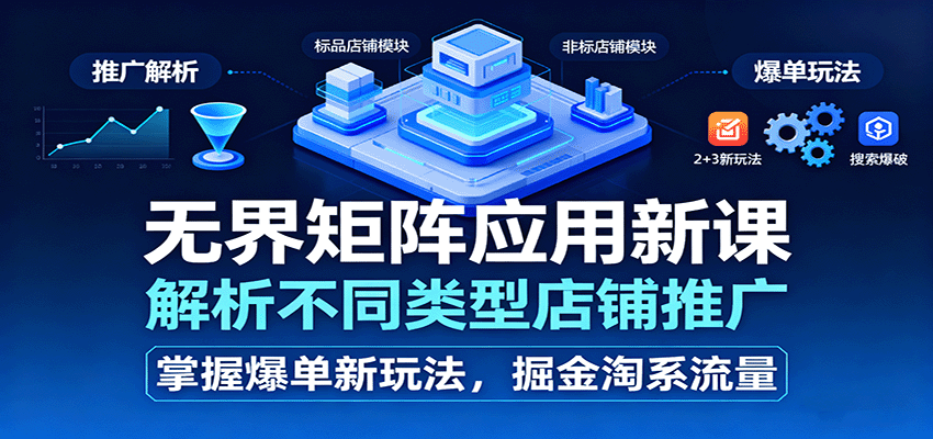 无界矩阵应用新课，解析不同类型店铺推广，掌握爆单新玩法，掘金淘系流量-KJ分享