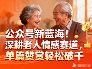 公众号新蓝海！深耕老人情感赛道，单篇赞赏轻松破1k-KJ分享