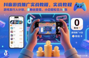 抖音游戏推广实战教程，游戏发行人计划，0粉丝变现，小白轻松日入3张-KJ分享