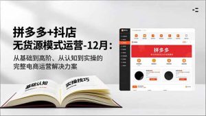 拼多多+抖店无货源模式运营-12月:从基础到高阶、从认知到实操的完整电商运营解决方案-KJ分享