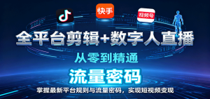 全平台剪辑+数字人直播,从零到精通,掌握最新平台规则与流量密码,实现短视频变现-KJ分享