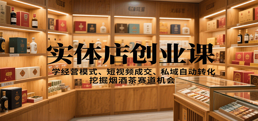 实体店创业课：学经营模式、短视频成交、私域自动转化，挖掘烟酒茶赛道机会-KJ分享
