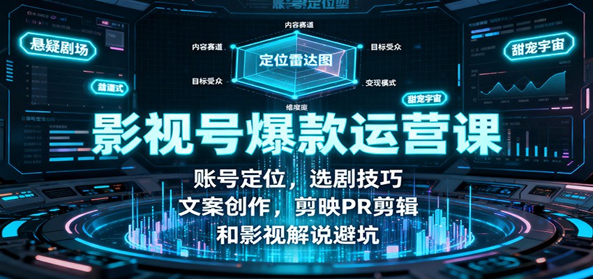 影视号爆款运营课：账号定位，选剧技巧，文案创作，剪映PR剪辑和影视解说避坑-KJ分享