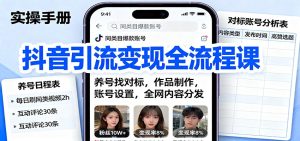 抖音引流变现全流程课:养号找对标,作品制作,账号设置,全网内容分发-KJ分享