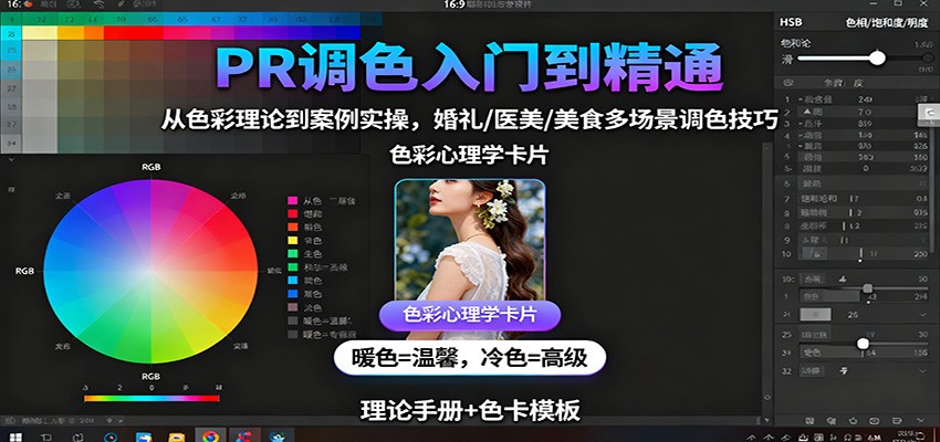 PR调色入门到精通：从色彩理论到案例实操，婚礼/医美/美食多场景调色技巧-KJ分享
