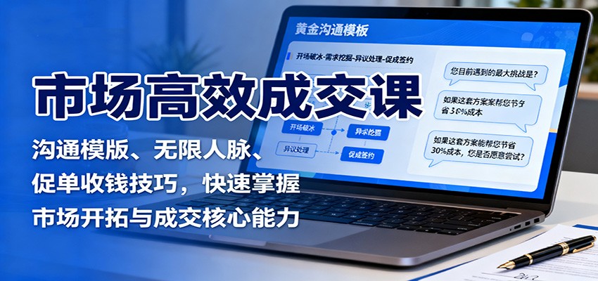 市场高效成交课：沟通模版、无限人脉、促单收钱技巧，快速掌握市场开拓与成交核心能力-KJ分享