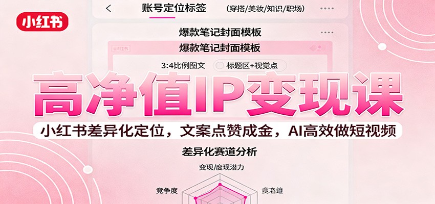 高净值IP变现课：小红书差异化定位，文案点赞成金， AI高效做短视频-KJ分享