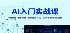 AI入门实战课:神经网络+卷积网络+目标检测算法,30天掌握AI核心基础-KJ分享