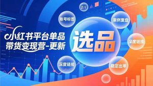 小红书平台单品带货变现营-更新,极致选品、账号标签、案例复盘,深度链接,快速启动稳定出单-KJ分享