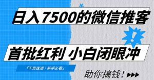 日入7500的微信推客,首批红利,自用省钱、分享赚钱,0门槛小白闭眼冲!-KJ分享