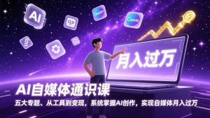 AI自媒体通识课,五大专题、从工具到变现,系统掌握AI创作,实现自媒体月入过万-KJ分享