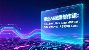 商业AI视频创作课:Veo 3/Sora 2/Nano Banana集成应用,构建自动化生产线,内容成本降低70%-KJ分享