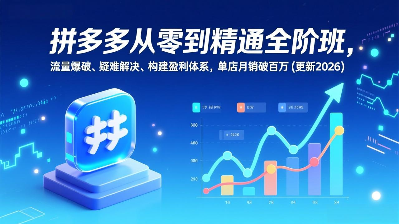 拼多多从零到精通全阶班，流量爆破、疑难解决，构建盈利体系，单店月销破百万(更新2026)-KJ分享