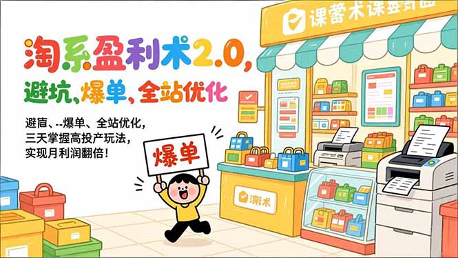 淘系盈利术2.0，避坑、爆单、全站优化，三天掌握高投产玩法，实现月利润翻倍！-KJ分享