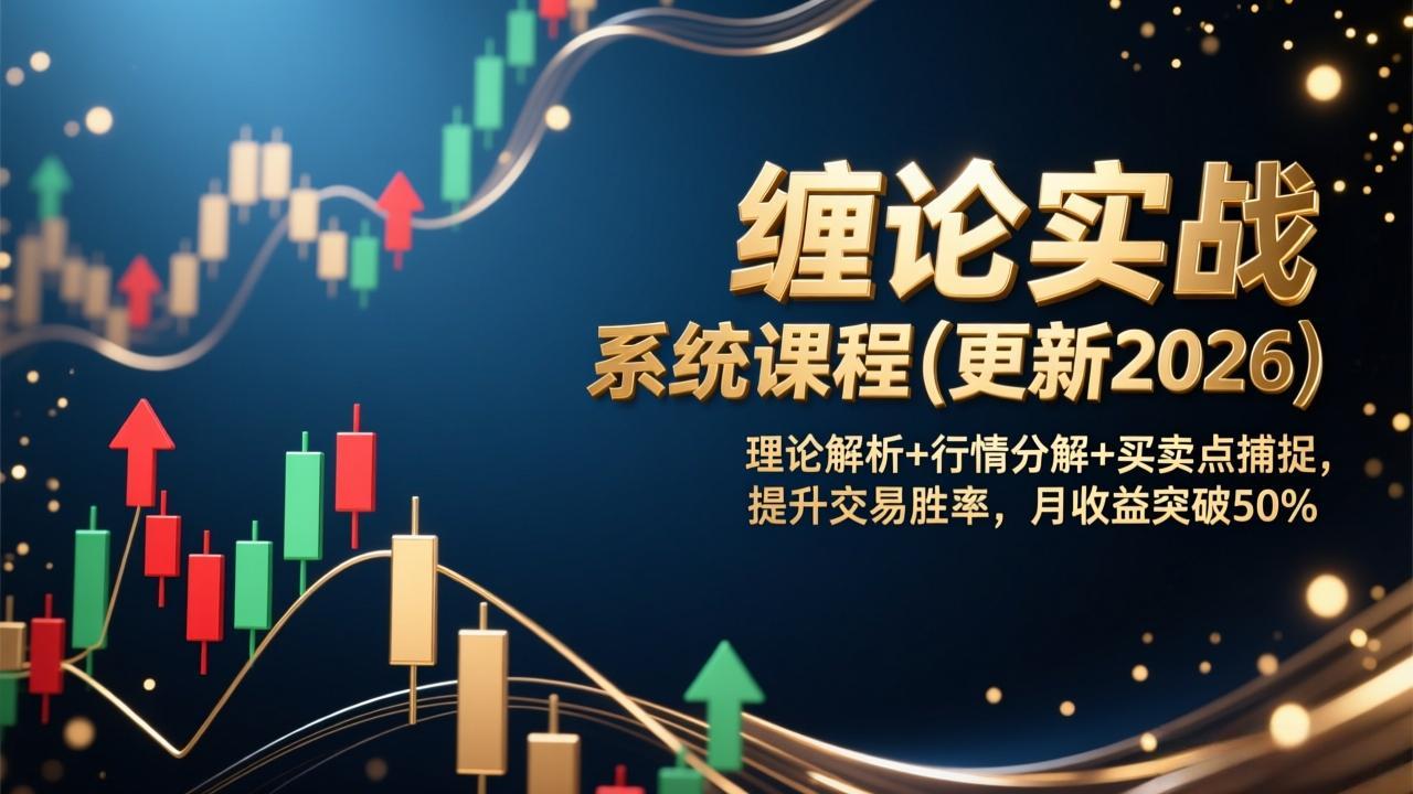 缠论实战系统课程(更新2026)，理论解析+行情分解+买卖点捕捉，提升交易胜率，月收益突破50%-KJ分享