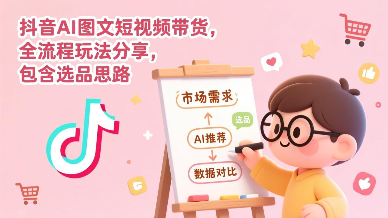 抖音AI图文短视频带货，全流程玩法分享，包含选品思路-KJ分享